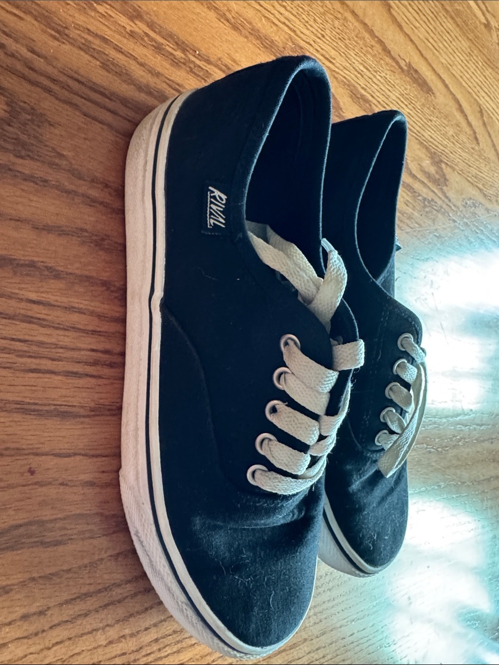 Rival Black Canvas Lace-Up Flats
